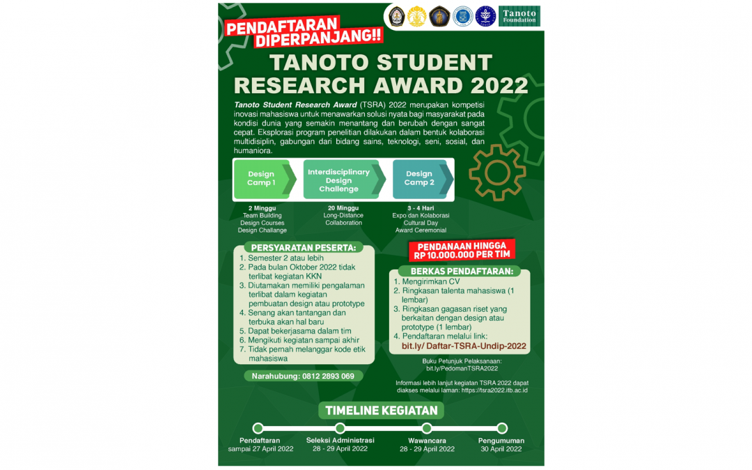 Information on the “Tanoto Student Research Award (TSRA)” Student Research Competition