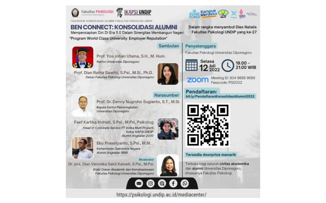 Talk Show Konsolidasi Alumni oleh Fakultas Psikologi UNDIP dalam Rangka Mempersiapkan Diri di Era 5.0